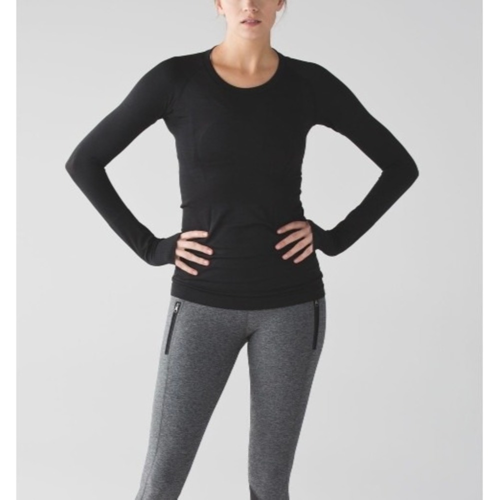 Lululemon Swiftly Tech Long Sleeve Crew Black Size 12 W3MEDS Activewear Top